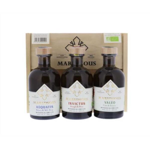 maredsous gin bio coffret bois 3 x 20 cl 2